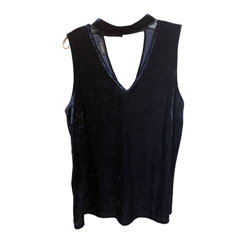 A. Byer Navy Blue Velour Sleeveless with‎ V neck